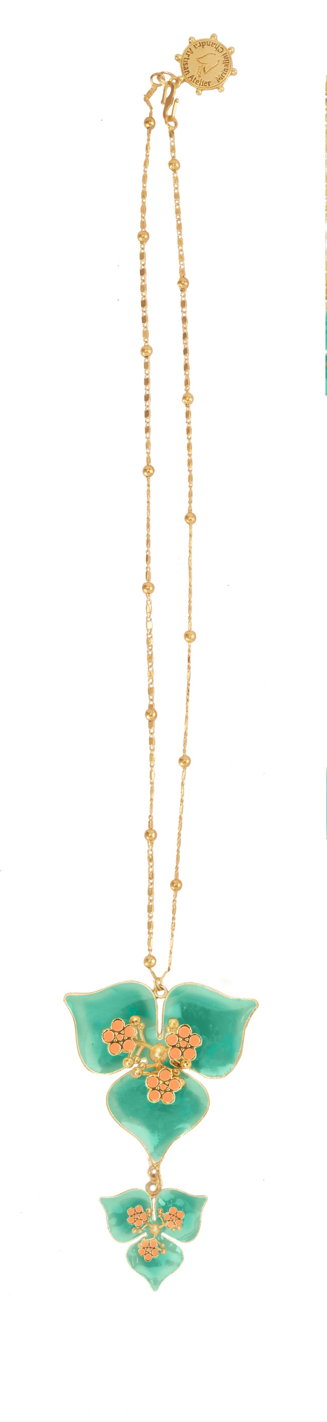 Turqoise Bougainvillea Pendant