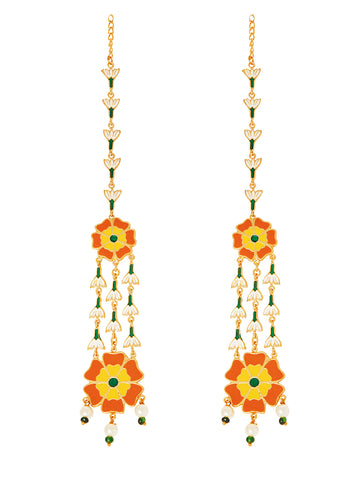 Marigold Enamel Dangling Elegant Leaf Earring