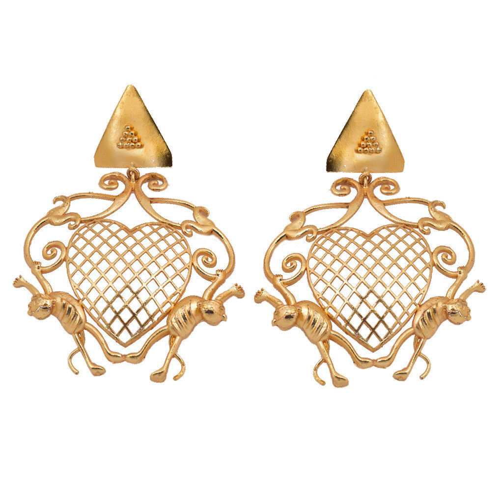 Shakuntala Playful Monkey Hangling Ferns Earring