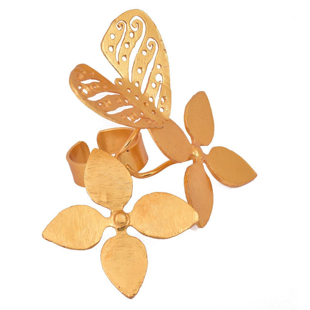 Shakuntala Flower Butterfly Ring