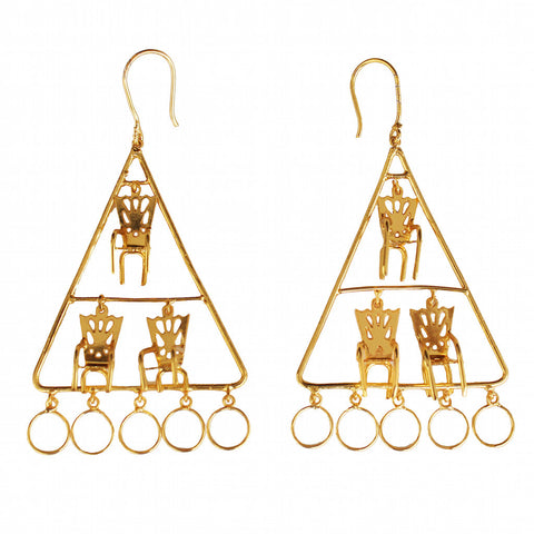 Please Have A Seat Triangular Dangling Chair Earrings