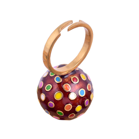 Phiroza Enamel Pearl Fish Ring