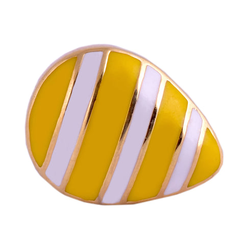 Yellow Stripe Lemon Drop Brooch Pin