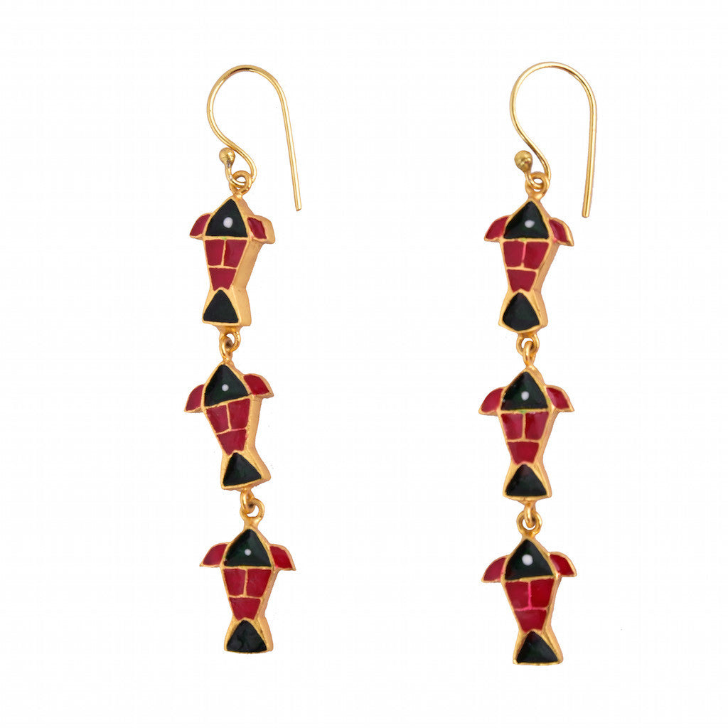 Enamel Firangi Paani Red & Black Fish Hoops