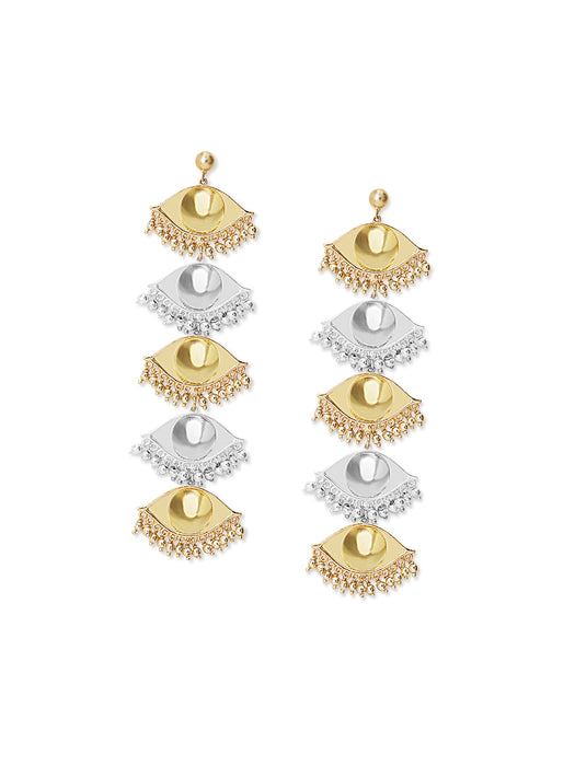 No Nazar Gold Silver Long Earring