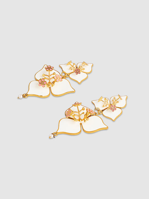 WHITE BOUGAINVILLEA EARRINGS