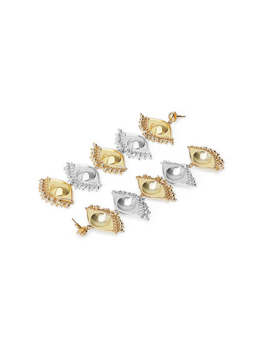 No Nazar Gold Silver Long Earring