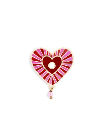 RED AND PINK ENAMEL HEART RING
