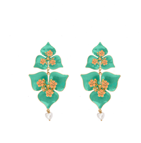 Turquoise Bougainvillea Earrings
