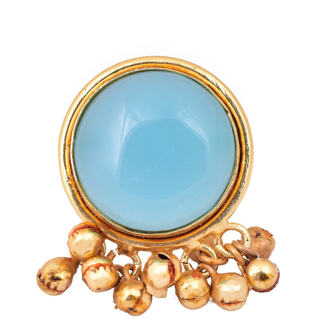 Blue Stone Ghungroo Earrings - mrinalinichandra - 1