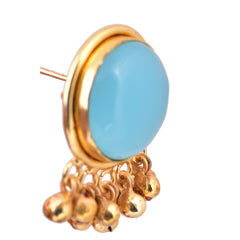 Blue Stone Ghungroo Earrings - mrinalinichandra - 2