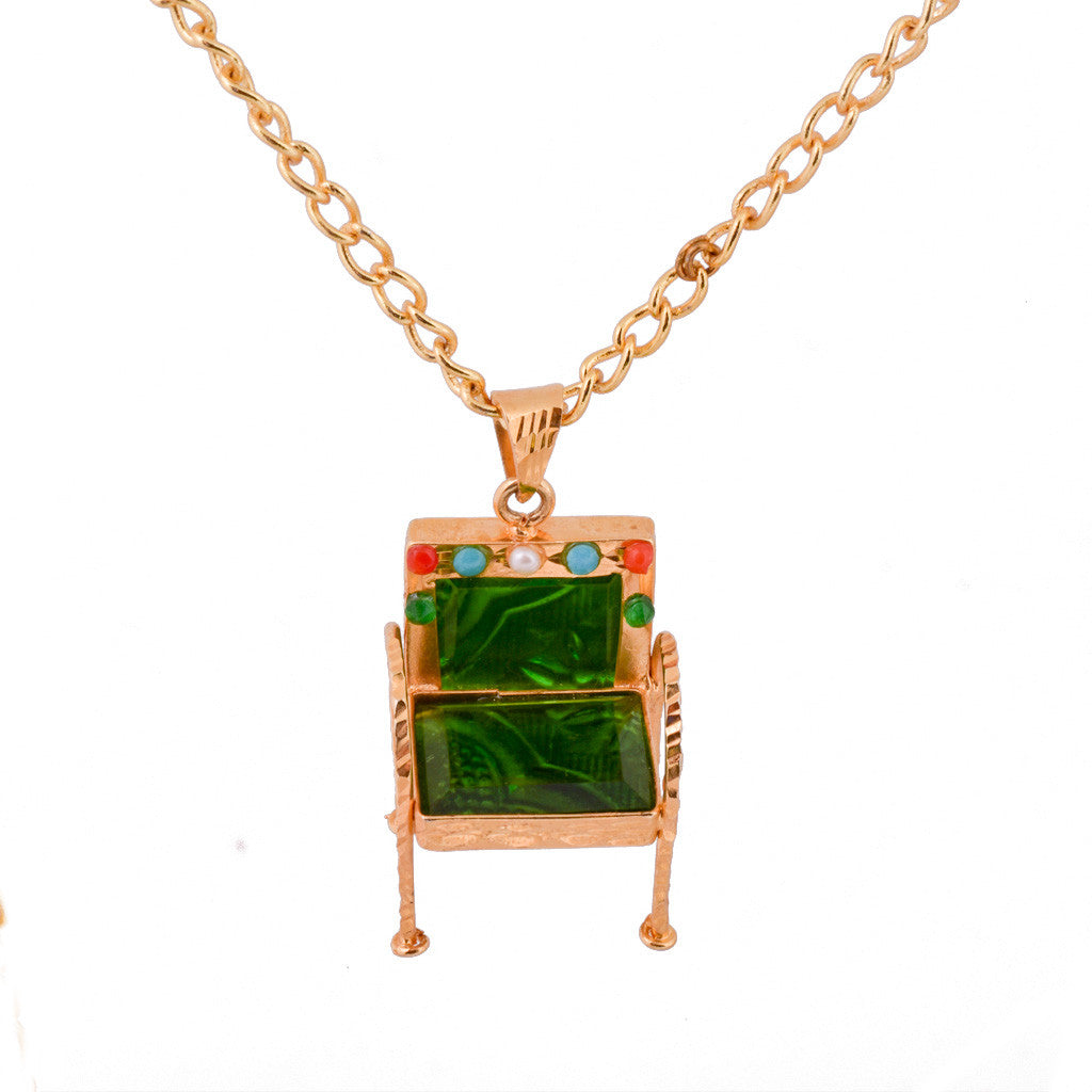 Please Have a Seat Chair Necklace - Green - mrinalinichandra - 7