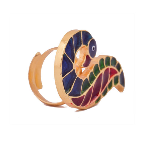 Beautiful Peacock Meena Ring - mrinalinichandra - 2