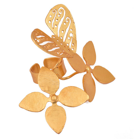 Marigold Enamel Flower & Leaf Earring