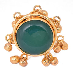 Gold Plated Green Stone Round Ring - mrinalinichandra - 3