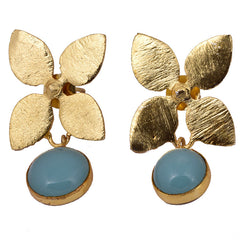 Shakuntala Sea Green Stone Flower Earrings