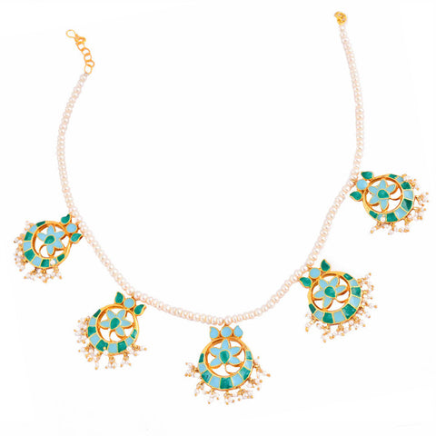 Phiroza Enamel Firangi Paani Blue & Turquoise Necklace