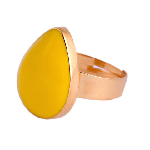 Gold Plated Green Stone Round Ring