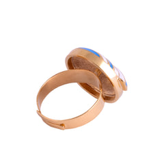Blue Stripped Lollipop Head Candy Ring
