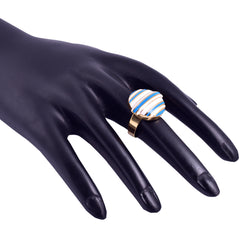 Blue Stripped Lollipop Head Candy Ring