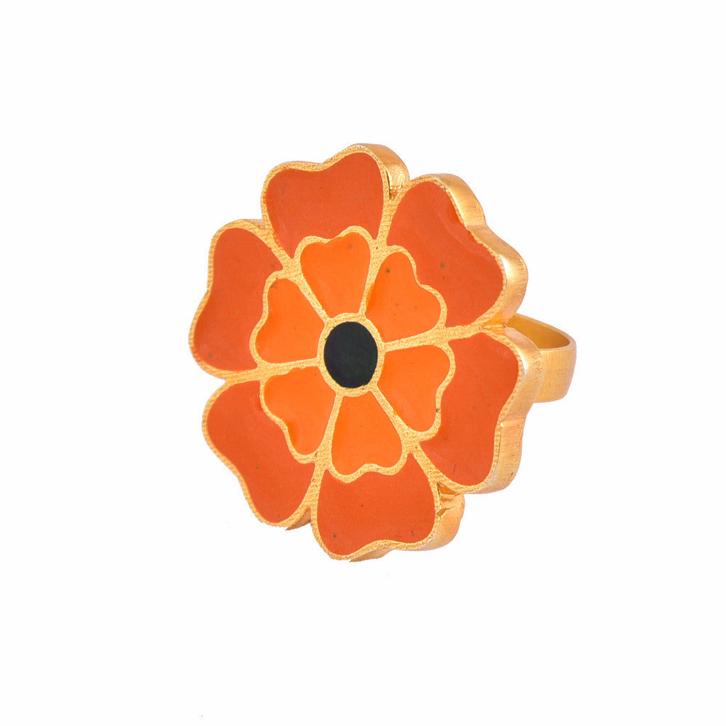 Marigold Enamel One Flower Ring
