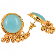 Blue Stone Ghungroo Earrings